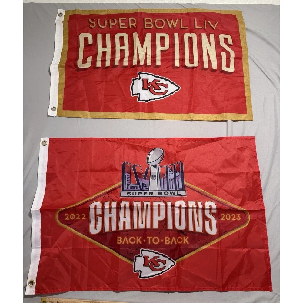 NFL Kansas City Chiefs superbowl champs yard flag decor tapestry lot of 2